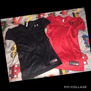 2 UnderArmour heat gear practice jerseys. Like new